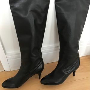 Leather knee high boots